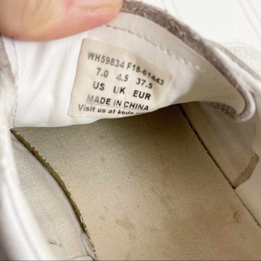 kate spade White Leather Sneakers with Gold Heel Detail - Picture 8 of 10